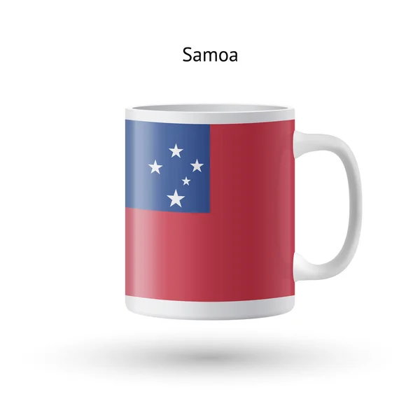 Samoa bandiera tazza souvenir su sfondo bianco . — Vettoriale Stock