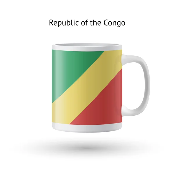 Tazza souvenir bandiera Repubblica del Congo su sfondo bianco . — Vettoriale Stock