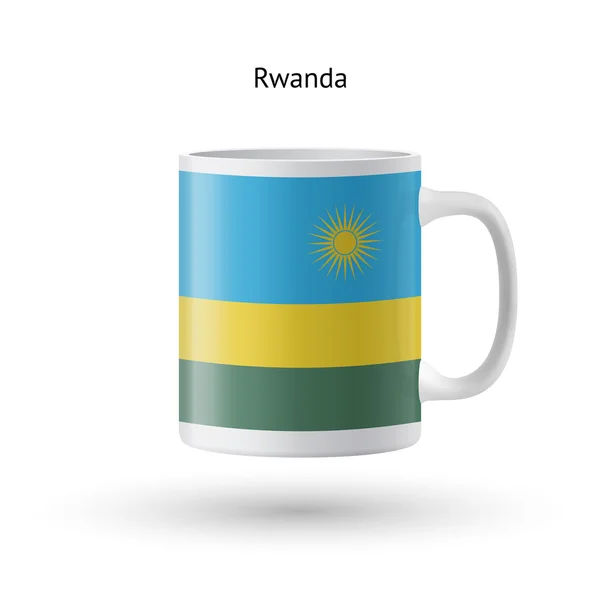 Rwanda vlag souvenir mok op witte achtergrond. — Stockvector