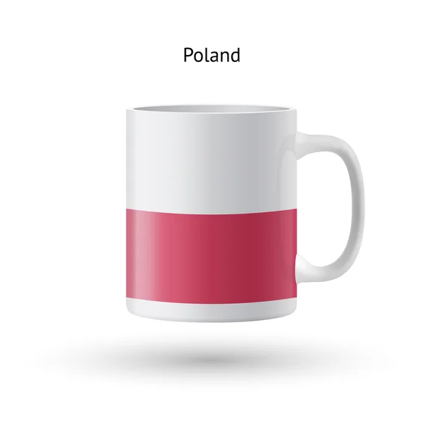 Сувенирная кружка с флагом Польши на белом фоне . — стоковый вектор