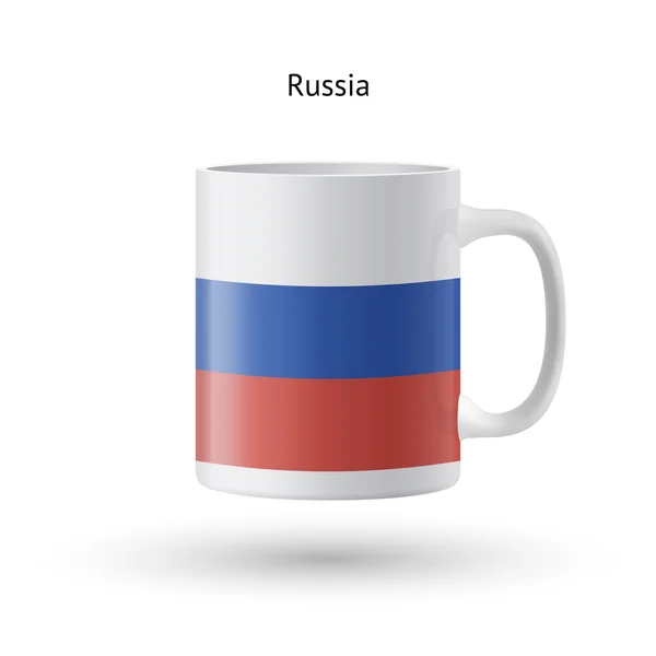 Rusya bayrağı Hediyelik eşya kupa beyaz zemin üzerine. — Stok Vektör