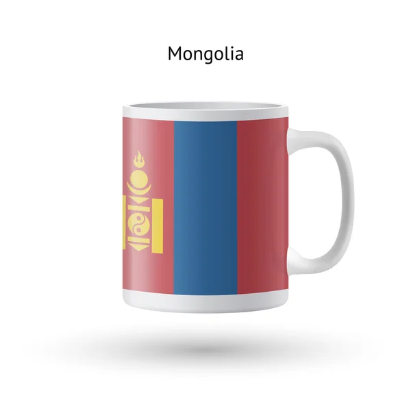 Taza de recuerdo bandera de Mongolia sobre fondo blanco . — Vector de stock