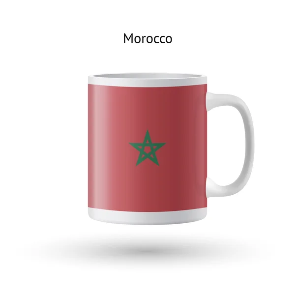 Caneca de lembrança de bandeira de Marrocos no fundo branco . — Vetor de Stock