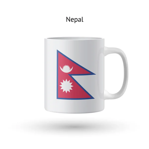 Nepal bayrağı Hediyelik eşya kupa beyaz zemin üzerine. — Stok Vektör