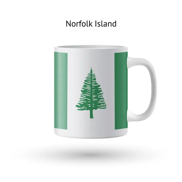 Taza de recuerdo de la bandera de Norfolk Island sobre fondo blanco . — Vector de stock