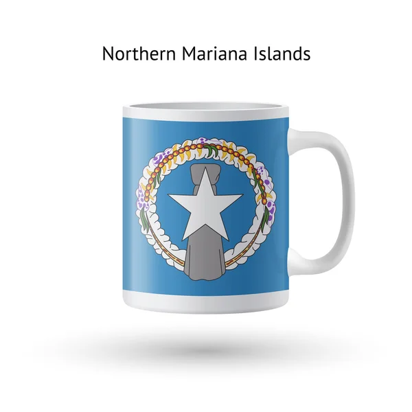 Tasse souvenir drapeau des Îles Mariannes du Nord sur fond blanc . — Image vectorielle