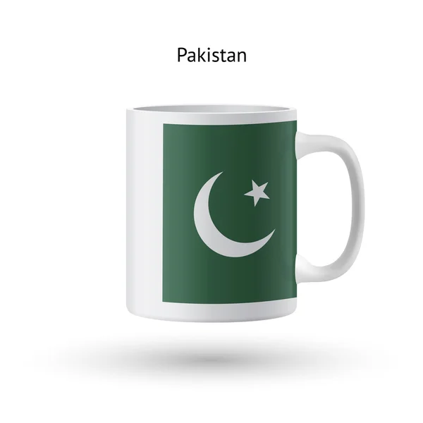Taza de recuerdo de bandera de Pakistán sobre fondo blanco . — Vector de stock