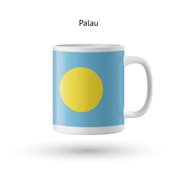 Taza de recuerdo de bandera de Palau sobre fondo blanco . — Vector de stock