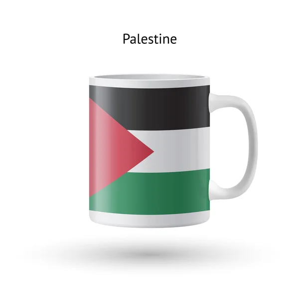 Taza de recuerdo de bandera de Palestina sobre fondo blanco . — Vector de stock