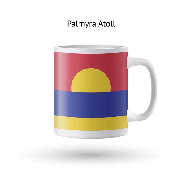 Taza de recuerdo de la bandera del atolón Palmyra sobre fondo blanco . — Archivo Imágenes Vectoriales