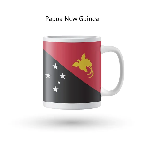 Papua Yeni Gine bayrağı Hediyelik eşya kupa beyaz zemin üzerine. — Stok Vektör