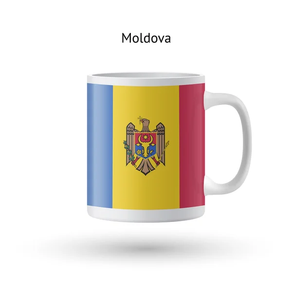 Taza de recuerdo de bandera de Moldavia sobre fondo blanco . — Vector de stock