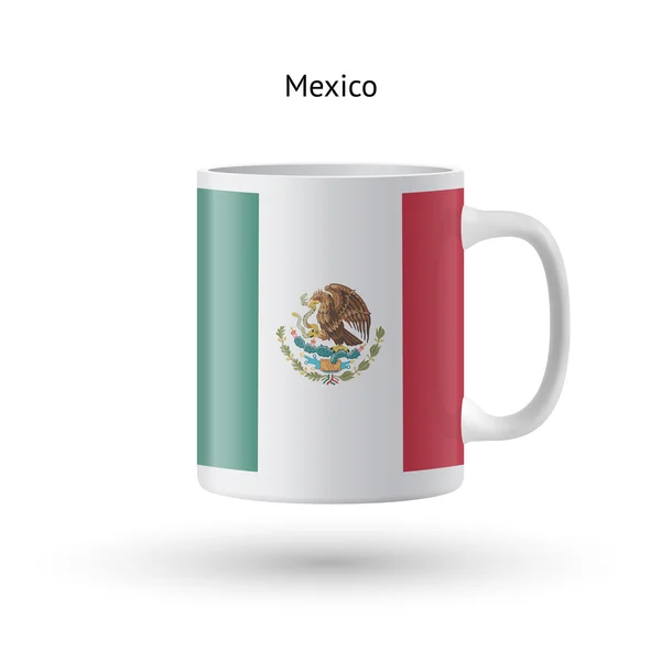 Mexico vlag souvenir mok op witte achtergrond. — Stockvector