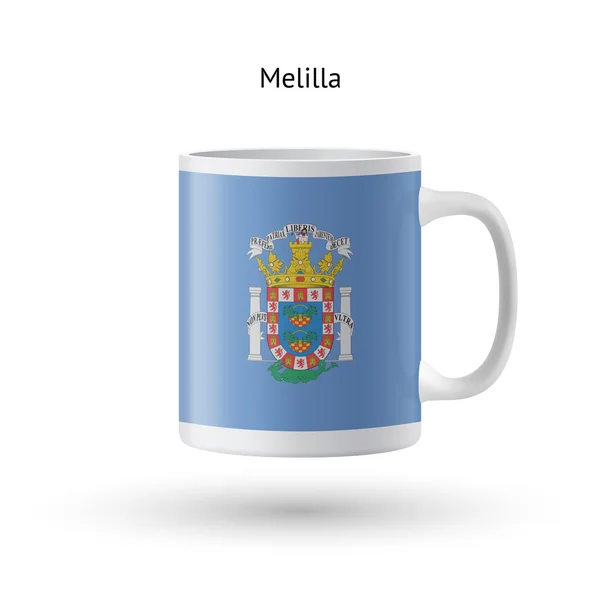 Melilla flag souvenir mug on white background. — Stock Vector