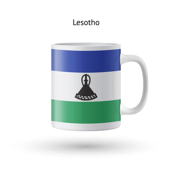 Tasse souvenir drapeau Lesotho sur fond blanc . — Image vectorielle