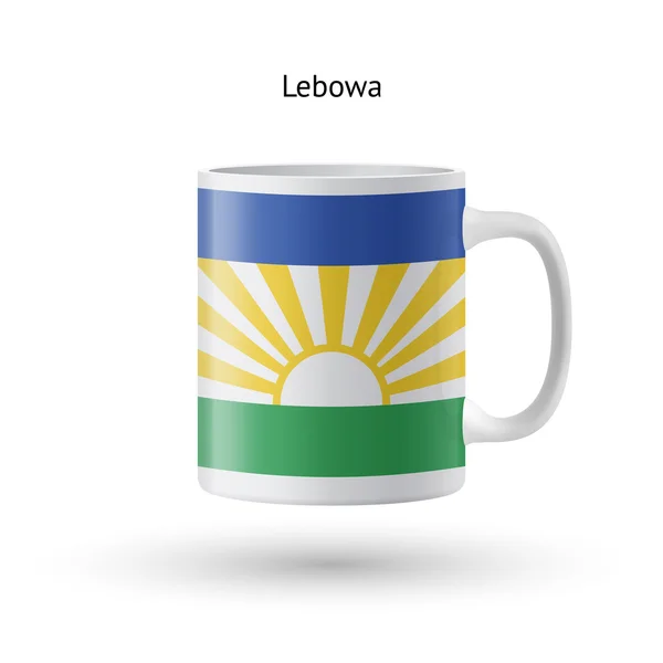 Tasse souvenir drapeau Lebowa sur fond blanc . — Image vectorielle