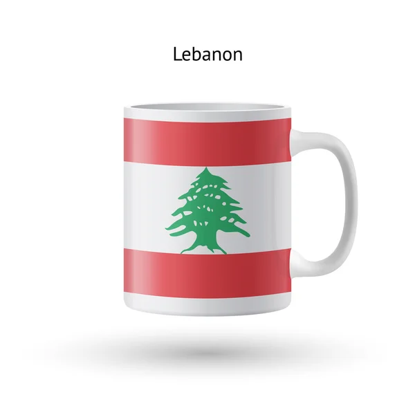 Lebanon flag souvenir mug on white background. — Stock Vector