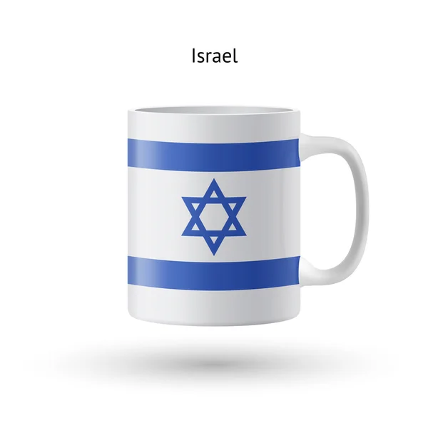 흰색 바탕에 이스라엘 국기 기념품 찻잔. — 스톡 벡터