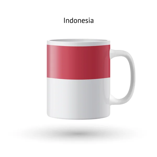 Taza de recuerdo bandera de Indonesia sobre fondo blanco . — Archivo Imágenes Vectoriales