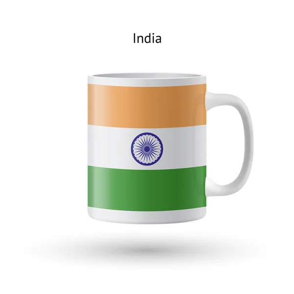 Tasse souvenir drapeau Inde sur fond blanc . — Image vectorielle