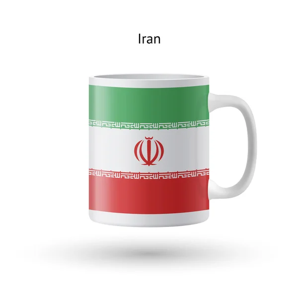 Írán vlajky suvenýr hrnek na bílém pozadí. — Stockový vektor