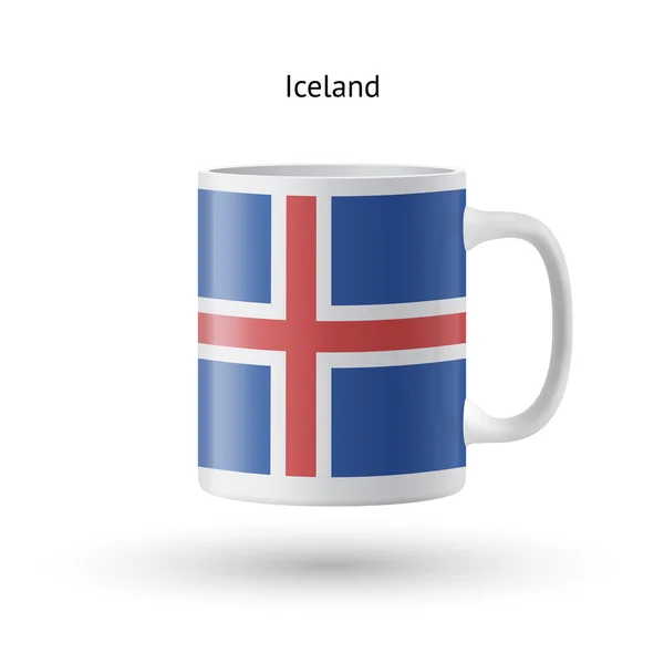 Taza de recuerdo de bandera de Islandia sobre fondo blanco . — Vector de stock