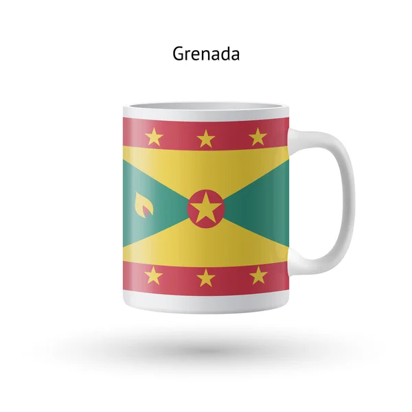 Grenada vlag souvenir mok op witte achtergrond. — Stockvector