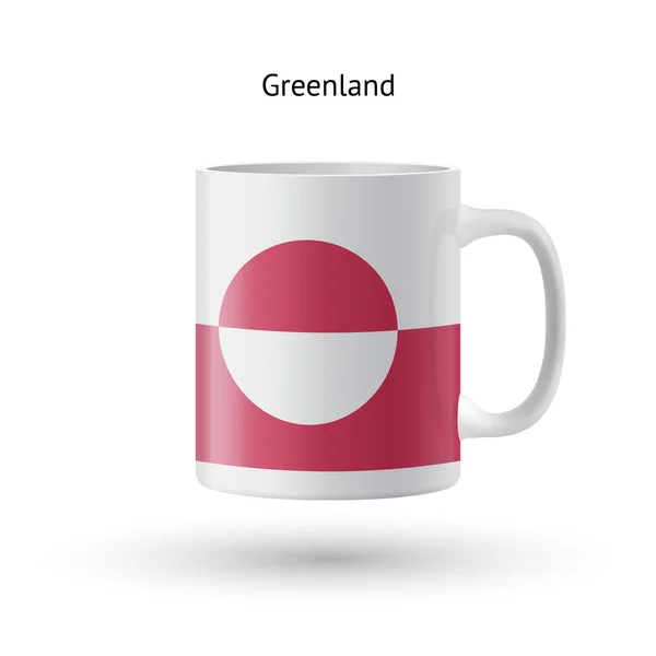 Tazza souvenir bandiera groenlandese su sfondo bianco . — Vettoriale Stock