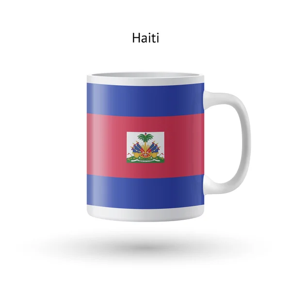 Caneca de lembrança de bandeira do Haiti no fundo branco . — Vetor de Stock