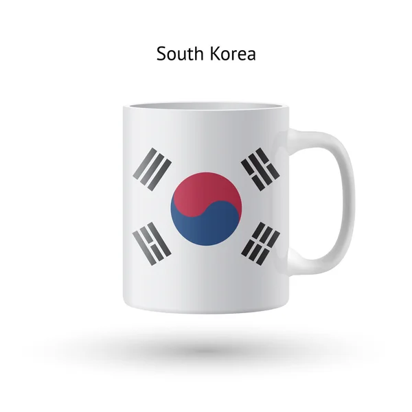 Souvenirbecher mit südkoreanischer Flagge auf weißem Hintergrund. — Stockvektor