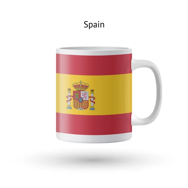 Taza de recuerdo bandera de España sobre fondo blanco . — Vector de stock