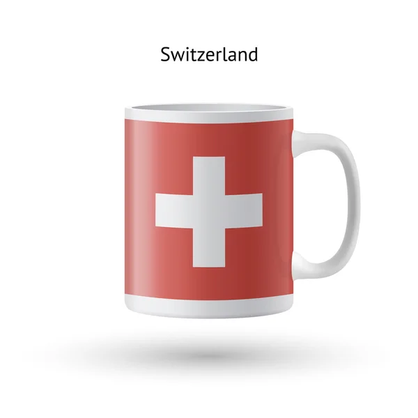 Taza de recuerdo de bandera de Suiza sobre fondo blanco . — Archivo Imágenes Vectoriales