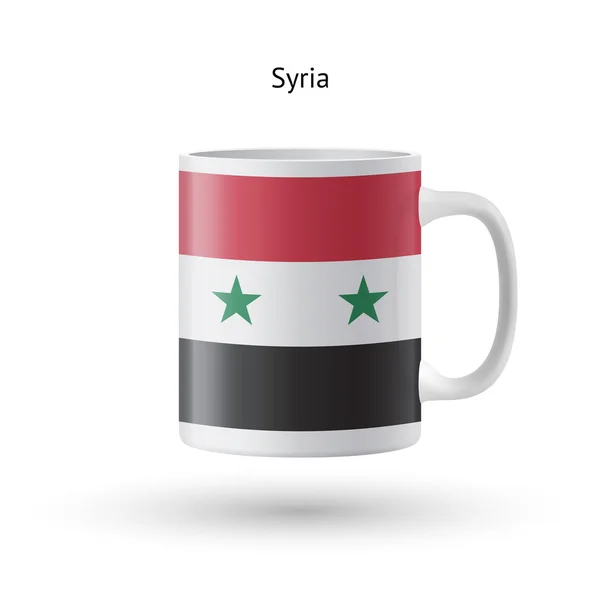 Syria flag souvenir mug on white background. — Stock Vector