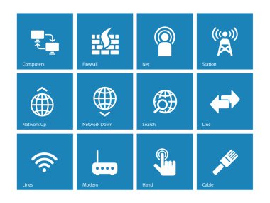 mavi arka plan üzerinde ağ simgeleri.