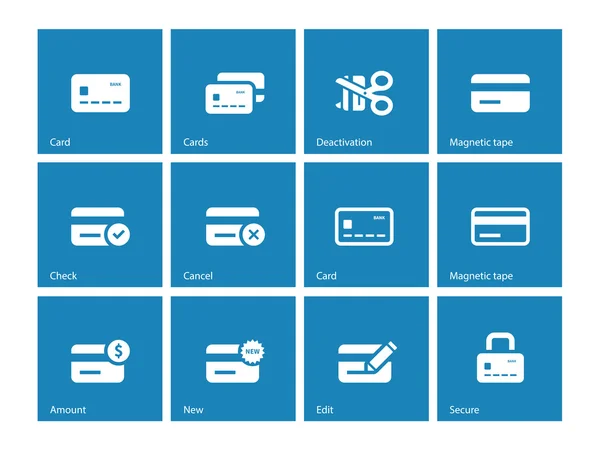 Πιστωτικής κάρτας εικόνες σε μπλε φόντο. — Διανυσματικό Αρχείο