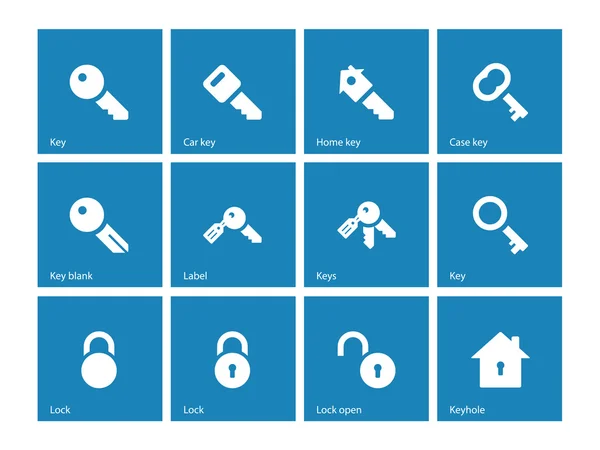 Key icons on blue background. — Stock Vector