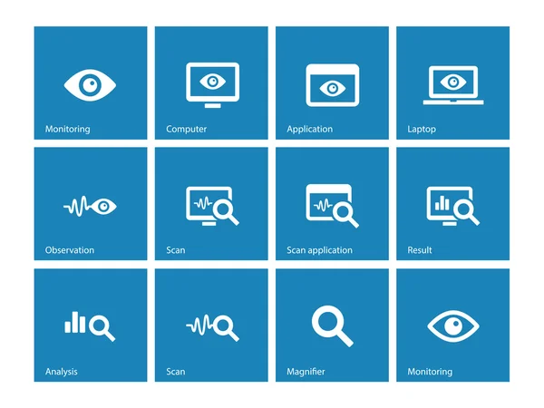 Monitoring icons on blue background. — Stock Vector
