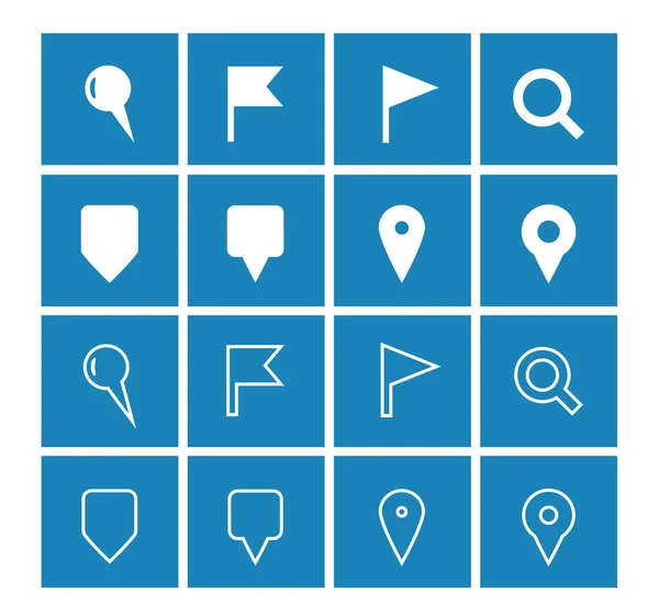 GPS and Navigation icons on blue background. — Stock Vector