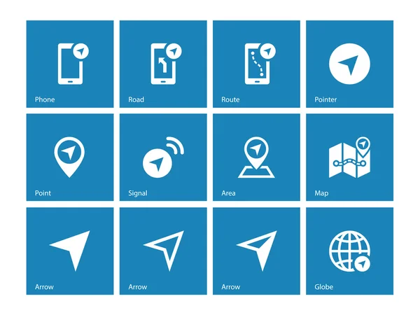 Значки навигатора на синем фоне . — стоковый вектор