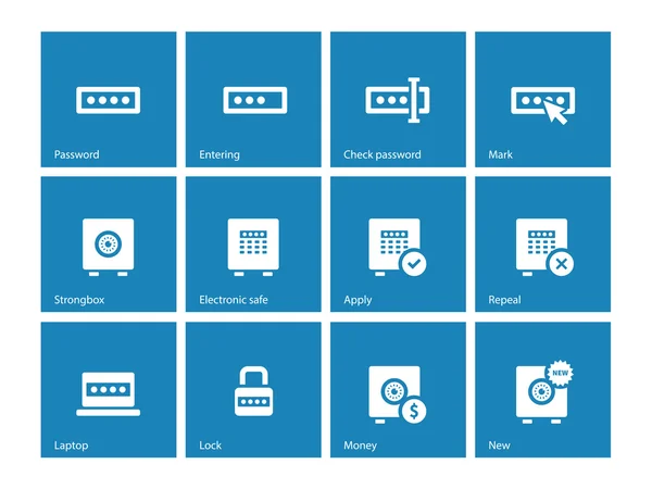 Passwort-Symbole auf blauem Hintergrund. — Stockvektor