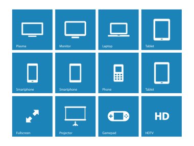 mavi renkli ekran simgeleri.