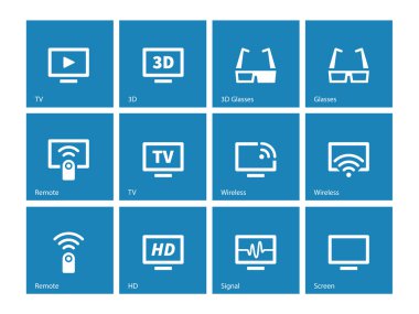 mavi renkli TV simgeleri. vektör çizim.