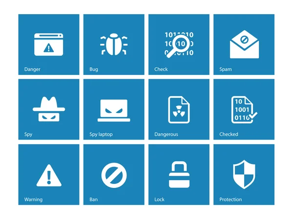 Säkerhet ikoner på blå bakgrund. — Stock vektor