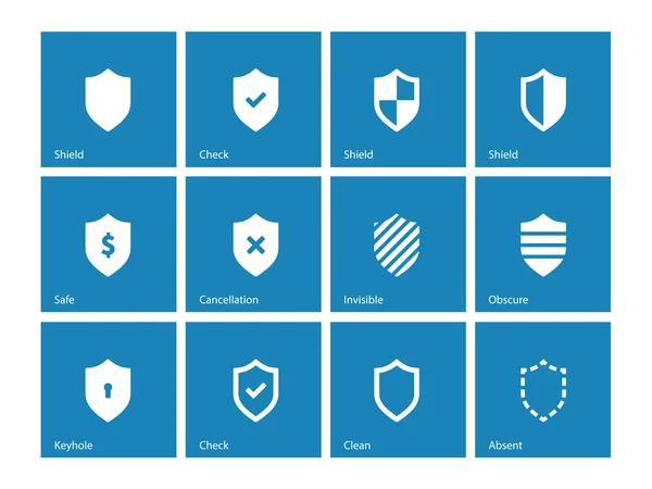 Shield icons on blue background. — Stock Vector