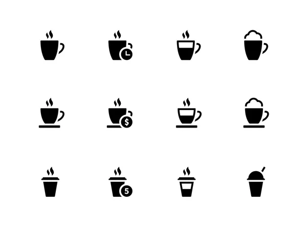 Koffiekopje en thee mok pictogrammen op witte achtergrond. — Stockvector