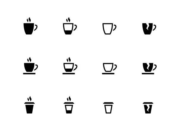 Koffiekopje en thee mok pictogrammen op witte achtergrond. — Stockvector