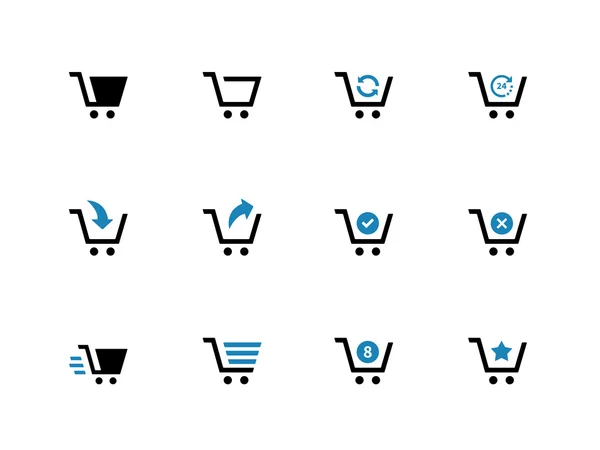 Carrito de compras iconos duotone sobre fondo blanco . — Vector de stock