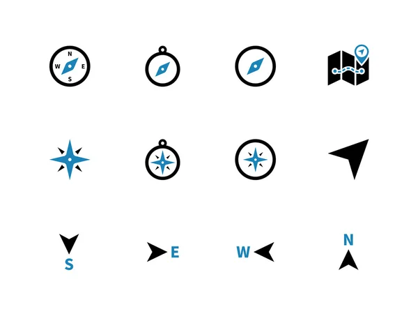 Iconos de brújula duotono sobre fondo blanco . — Archivo Imágenes Vectoriales