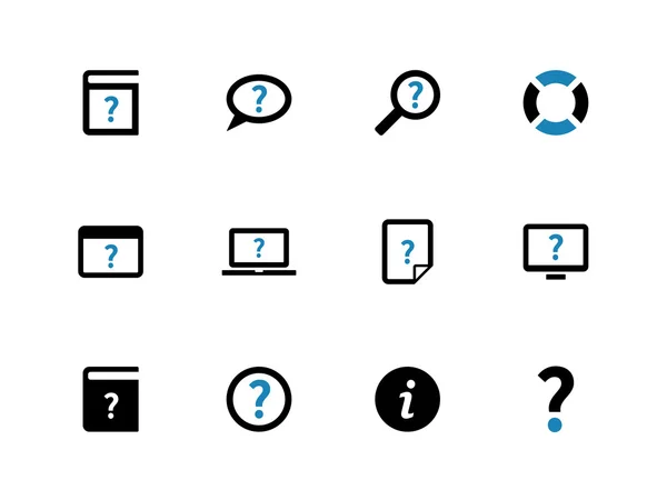 Aide et FAQ icônes duotone sur fond blanc . — Image vectorielle