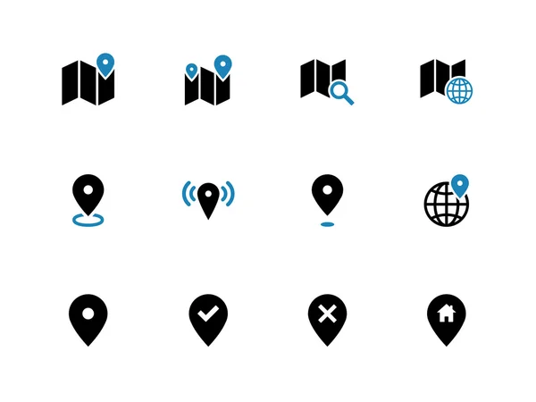 Mapa de iconos duotone. GPS y navegación . — Vector de stock